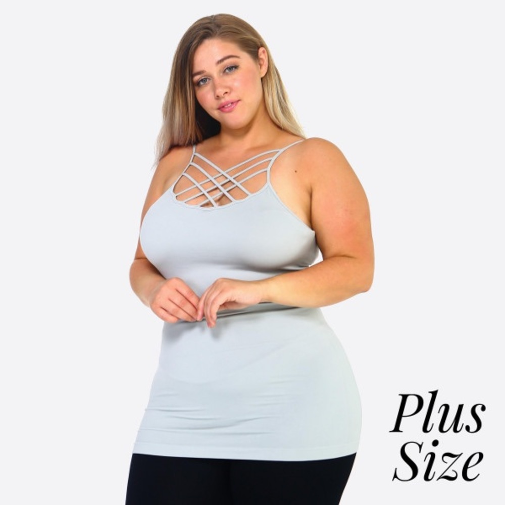 Criss cross cami tank top plus size